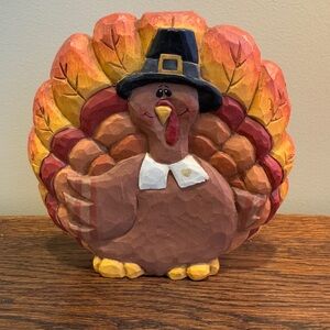 Festive Turkey Figurine with Pilgrim Hat